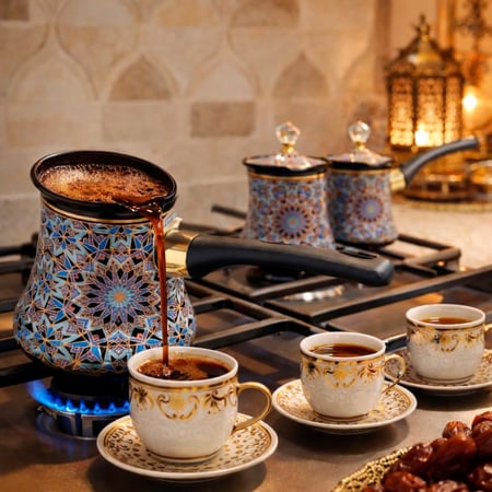 طقم ركوة قهوة ستانليس استيل - 6 قطع