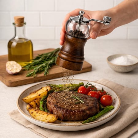 مطحنة فلفل يدوية بتصميم كلاسيك مع رأس شفاف