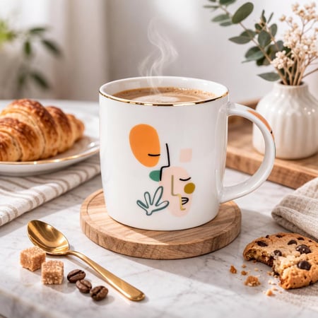 كوب سيراميك بتصميم وجه فني عصري