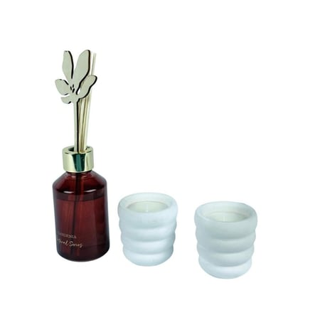 طقم عطرية جاردينيا مع شموع ديكور