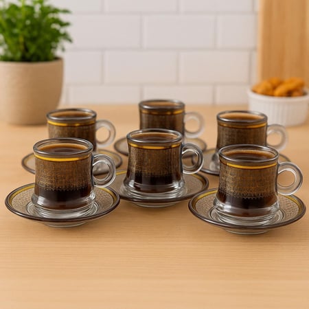 طقم فناجين زجاج  12 قطعة