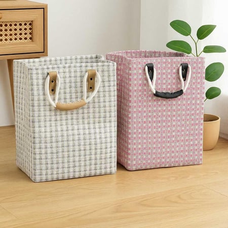 سلة تخزين منسوجة بمقابض مريحة