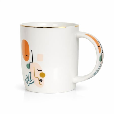 كوب سيراميك بتصميم وجه فني عصري