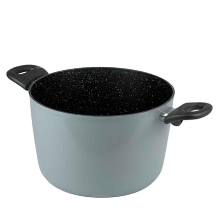 قدر طهي جرانيت رمادي بمقابض سوداء