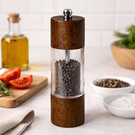 مطحنة فلفل يدوية بتصميم خشبي شفاف