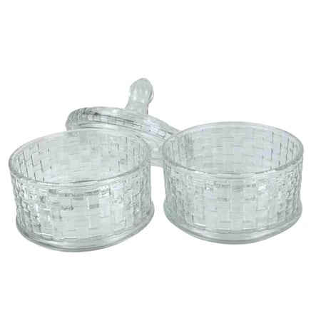 برطمان  زجاجي شفاف بطبقتين وغطاء محكم