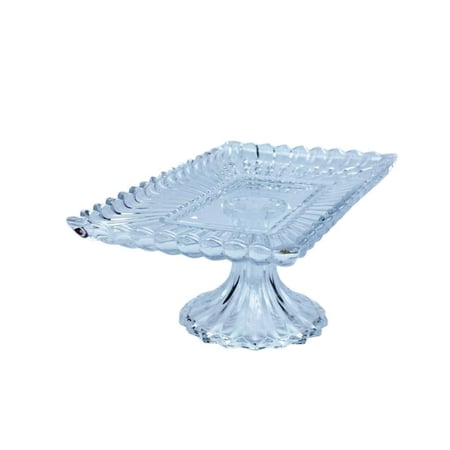 طبق تقديم زجاجي مرتفع مستطيل – تصميم كلاسيكي فاخر