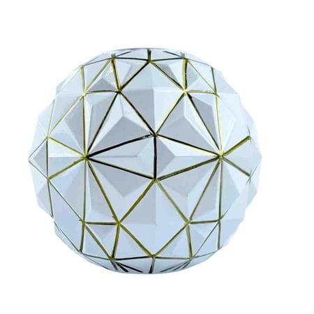 كرة ديكور خزفية بتصميم هندسي ذهبي