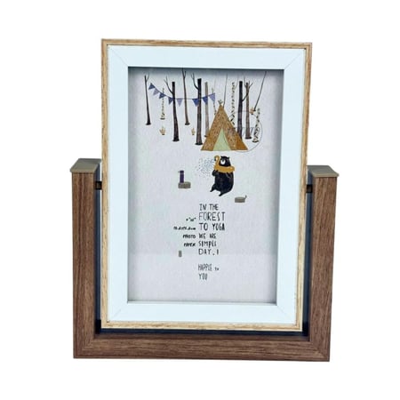 إطار صور خشبي مزود بديكور غابة وبطاقات مطبوعة