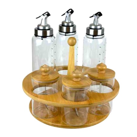 طقم توزيع التوابل والزيوت بتصميم دوار