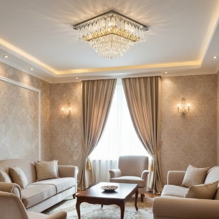 ثريا مستطيل لطش قطع من الكريستال مرتبة بدقة