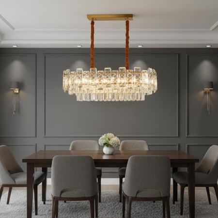 ثريا كريستال ذهبي – مستطيل 12 لمبة