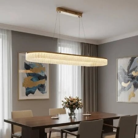 ثريا طاولة طعام كريستال ذهبية