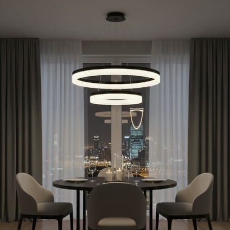 ثريا اسود مودرن إضاءة LED موفرة للطاقة وبدون وميض