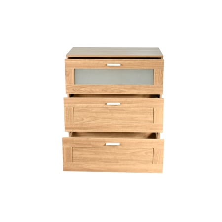 خزانة خشب مع زجاج بـ 3 أدراج بيج 95×78 سم