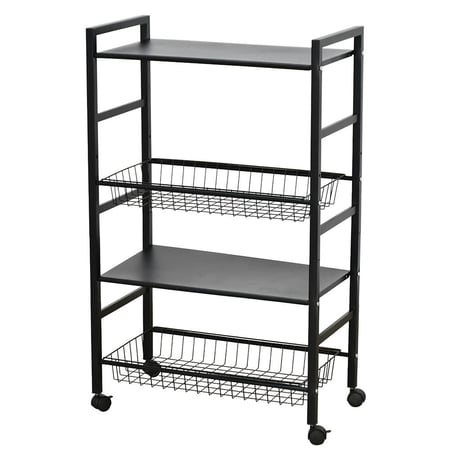 وحدة رفوف متحركة معدنية 4 أدوار أسود