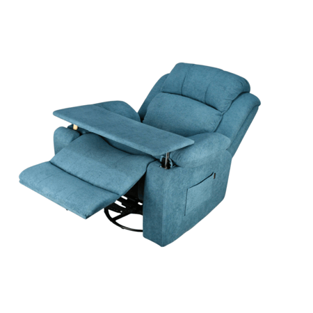 كرسي استرخاء هزاز دوار بطاولة وحامل جوال أزرق