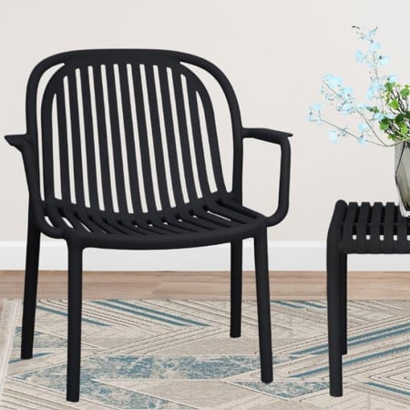 طقم كرسين وطاولة بلاستيك أسود