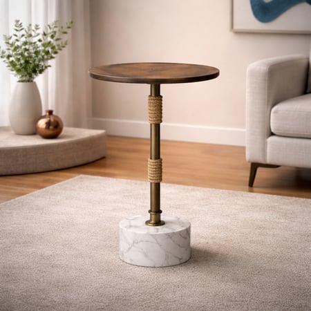 طاولة خدمة بسطح حديد وقاعدة رخامية