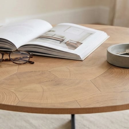 طقم طاولات خدمة 5 قطع خشبي بأرجل معدنية