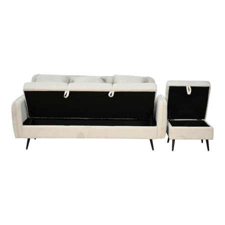 كنبة مودرن 3 مقاعد قماش مع صندوق تخزين