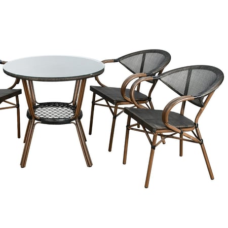 جلسة خارجية 4 مقاعد و طاولة بسطح زجاجي