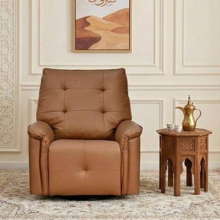 كرسي استرخاء فخم هزار دوار جلد بتصميم عصري جملي