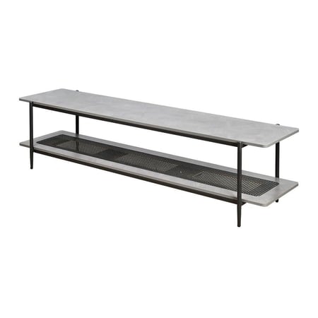 وحدة تلفاز خشب مع رف راتان بوهيمي عصري رمادي 180 سم