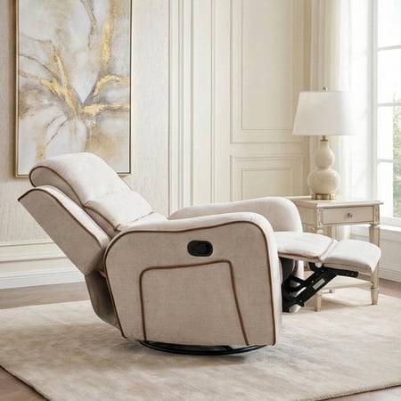 كرسي جابر استرخاء هزاز دوار فاخر - بيج