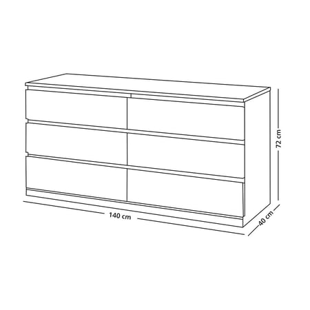 خزانة خشبية 6 أدرج لون أبيض