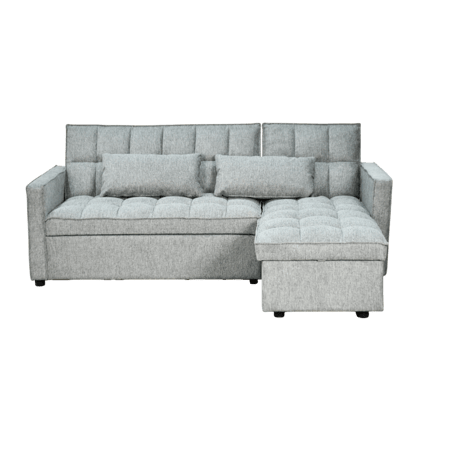 كنبة زاوية مودرن قماش قابلة للتحويل إلى سرير – رمادي