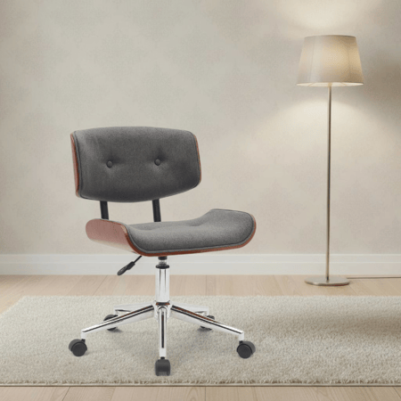 كرسي مكتب قماشي دوّار بتصميم مودرن – لون رمادي غامق