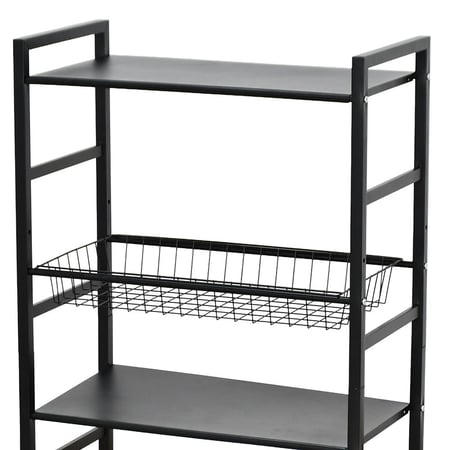 وحدة رفوف متحركة معدنية 4 أدوار أسود