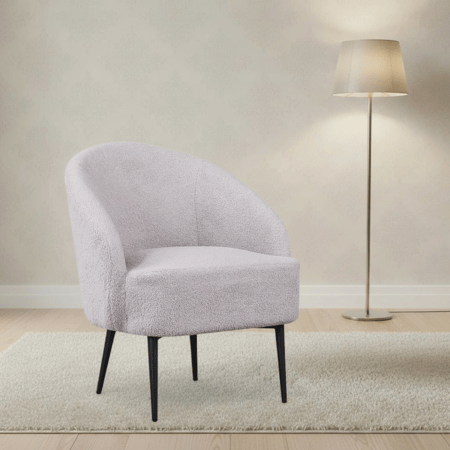 كرسي فردي مودرن مبطن بتنجيد بوكل – لون رمادي فاتح