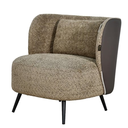 كرسي مفرد فخم مودرن قماش بظهر جلد كافيه