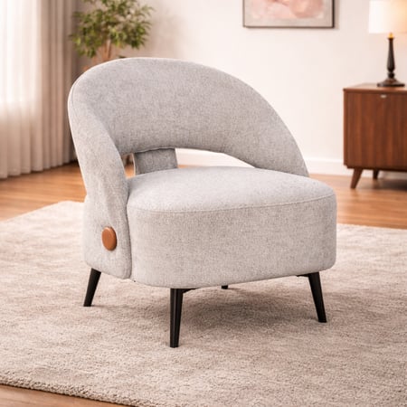 كرسي مفرد عصري قماشي رمادي فاتح