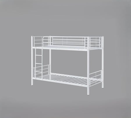 سرير حديد بدورين أبيض 100×190 بتصميم عملي ومتين