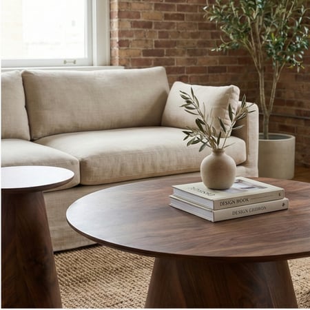 طقم طاولات خدمة 5 قطع خشبي بني