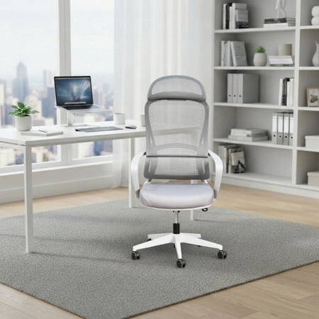 كرسي مكتب مودرن دوار قابل للتعديل رمادي