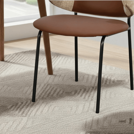 كرسي مفرد مودرن جلد مع أرجل معدنية بني