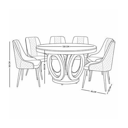 طاولة طعام رخام فاخرة 6 كراسي بقاعدة ذهبية