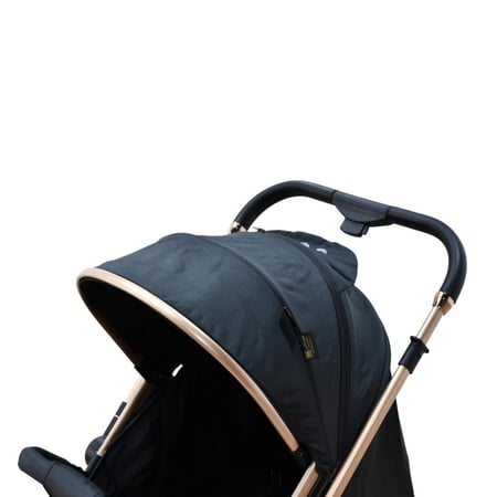 عربة أطفال قابلة للطي قماش بهيكل معدني أسود