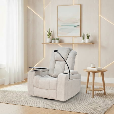 كرسي الملوك استرخاء هزاز دوار مع رف طاولة كاكي