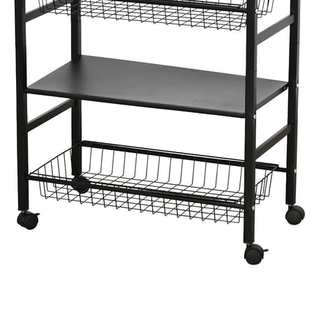 وحدة رفوف متحركة معدنية 4 أدوار أسود