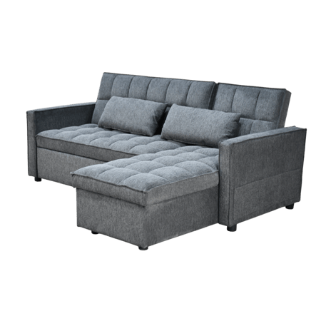 كنبة زاوية مودرن قماش قابلة للتحويل إلى سرير – رماد غامق