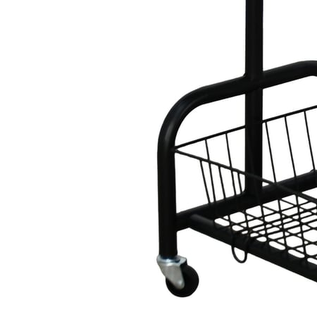 عربة تقديم سطح خشبي مع رف تخزين معدني