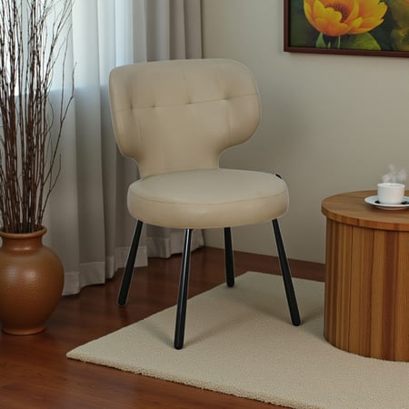 كرسي مفرد جلد بأرجل معدنية كافيه