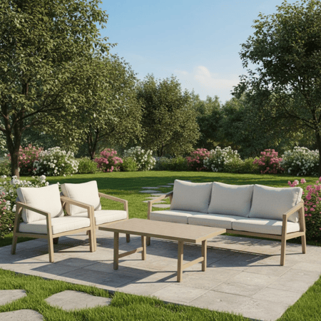 جلسة خارجية معدنية مودرن 5 مقعد وطاولة كافيه