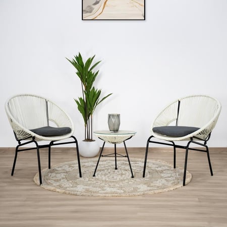 جلسة حديقة 2 مقعد راتان × معدن