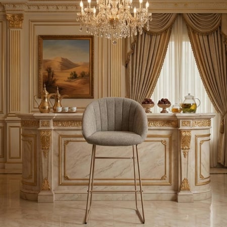 كرسي بار عصري قماش بقاعدة معدنية كافيه